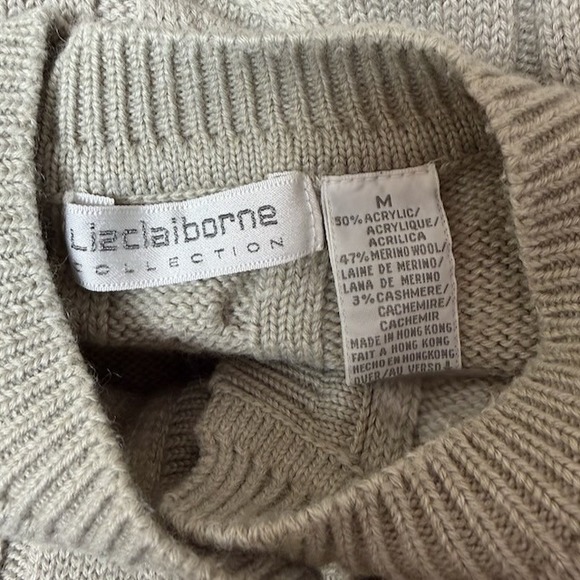 Liz Claiborne Preppy Academia Cable Knit Cardigan Size‎ M Wool Cashmere Blend - Picture 7 of 8